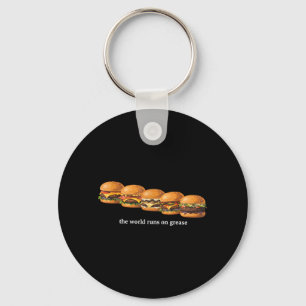 Porte-clés Le Monde Tourne Sur De La Graisse Drôle Burger Ama