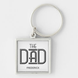 Porte-clés Le papa Black White Texte Porte - clé personnalisé