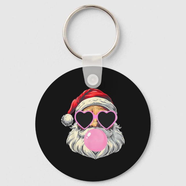 Porte-clés Le Père Noël souffle la bulle gomme rose Sungels C (Recto)