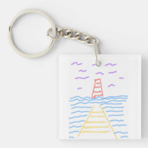 Porte-clés Le phare et le Porte - clé acrylique de la jetée