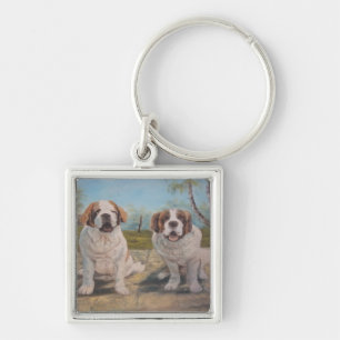 Porte-clés Le porte - clé Ann Hayes Peint Deux St Bernards