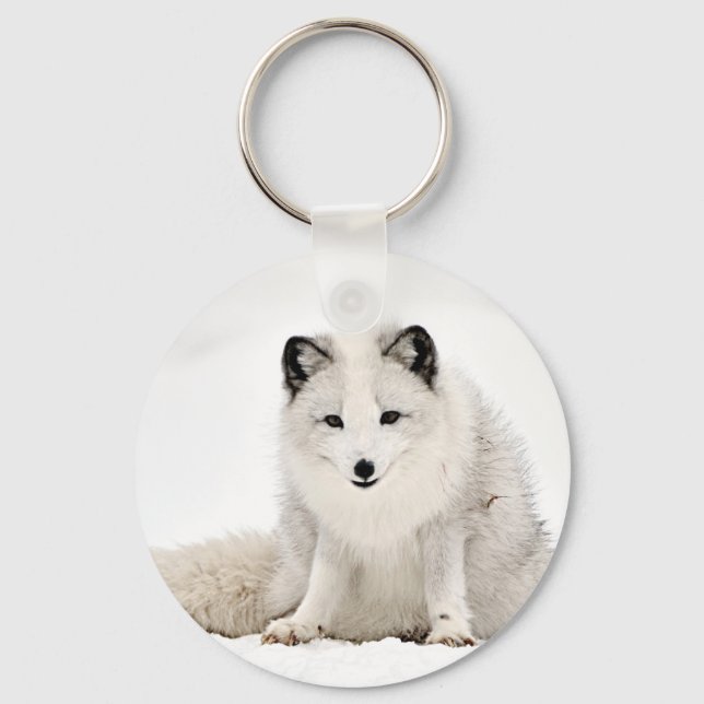 Porte-clés Le renard arctique dans la neige (Recto)