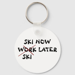Porte-clés Le ski skient maintenant plus tard
