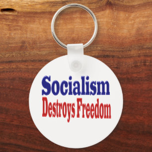 Porte-clés Le socialisme détruit la liberté avec un texte rou