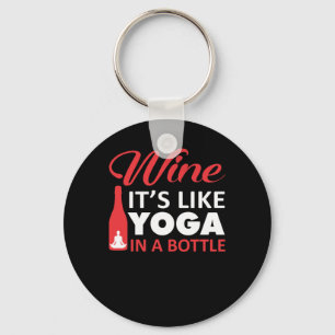 Porte-clés Le vin aiment le yoga dans une chemise de yoga de