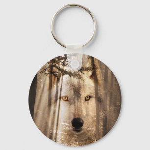 Porte-clés Le visage de loup dans les bois