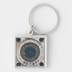 Porte-clés Le visage d'or et d'horloge d'émail, conception