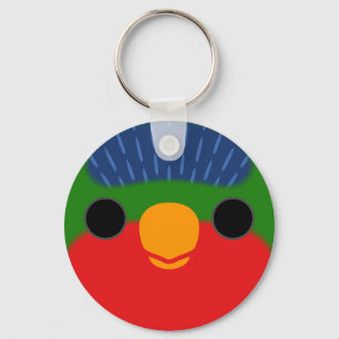 Porte-clés Le visage d'une loriette couronnée bleue
