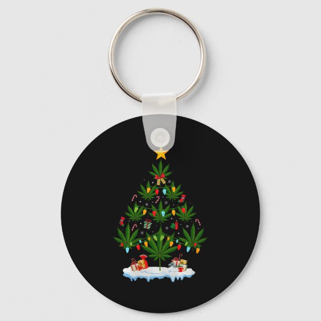 Porte-clés Leaf Christmas Tree Weed Stoner Xmas Premium Tri-b (Recto)