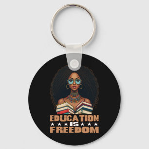 Porte-clés L'éducation est la liberté Noir Livres d'enseignan