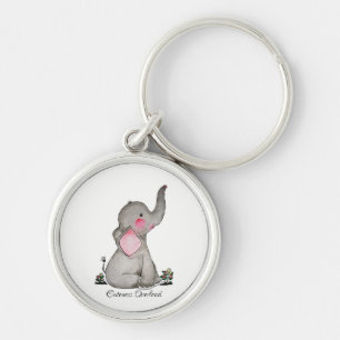 Porte-clés L'éléphant mignon de bébé d'aquarelle avec