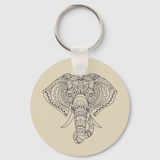 Porte-clés L'éléphant tribal Art animal africain (Recto)