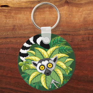 Porte-clés Lemurs of Madagascar in Exotic Jungle