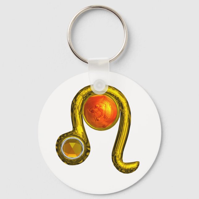 Porte-clés LEO GOLD ZODIAC ANNIVERSAIRE JEWEL Astrologie (Recto)