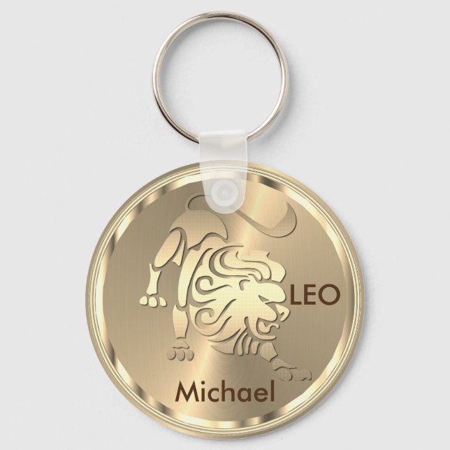 Porte-clés Leo le lion - Signe zodiaque - Or (Recto)
