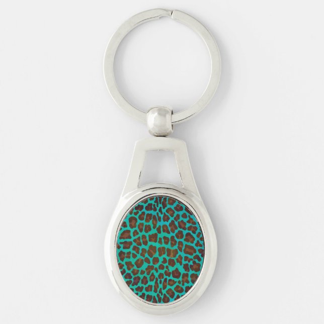 Porte-clés Léopard Brown et Turquoise (Devant)