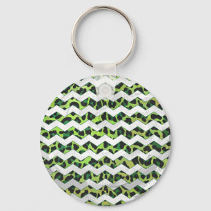 Porte-clés Leopard Chevron noir et vert
