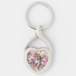 Porte-clés Leopard Cub & Rose Metal Porte - clé