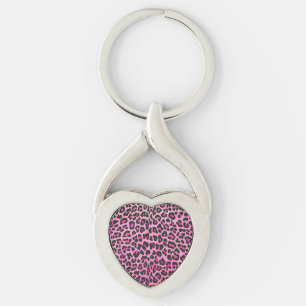 Porte-clés Léopard noir et rose chaud