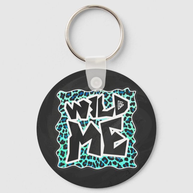 Porte-clés Léopard noir et Turquoise (Recto)