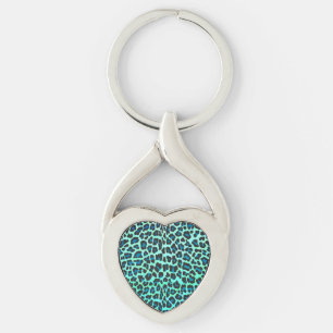Porte-clés Léopard noir et Turquoise