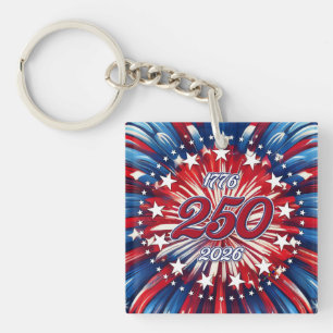 Porte-clés Les 250 ans d'Amérique 1776-2026 Feux d'artifice R