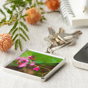 Porte-clés Les Abeilles Sur Les Fleurs De Vins De Corail