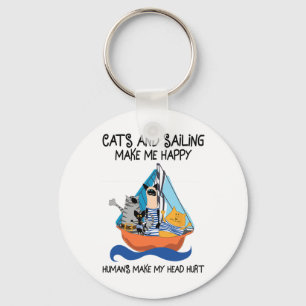 Porte-clés Les chats naviguant me rendent heureux voile batea
