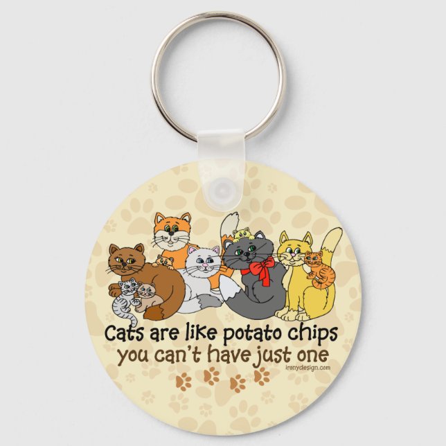 Porte-clés Les chats sont comme des chips (Recto)