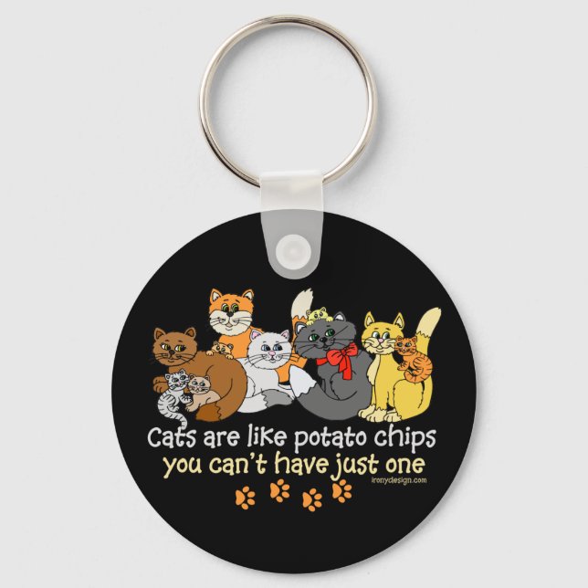 Porte-clés Les chats sont comme des chips (Recto)