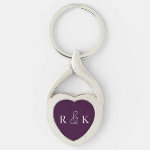 Porte-clés Les couples en forme de coeur aiment monogrammed