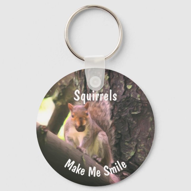 Porte-clés Les écureuils me font sourire Art animal (Recto)