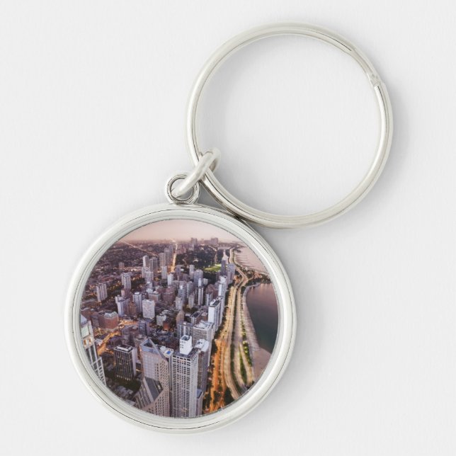 Porte-clés Les Etats-Unis, l'Illinois, Chicago, vue aérienne (Devant)