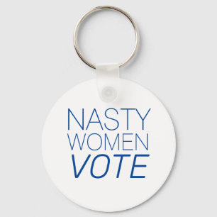 Porte-clés 'Les Femmes Nasty Votent' bleu blanc