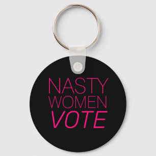 Porte-clés 'Les Femmes Nasty Votent' noir, rose, magenta, fuc