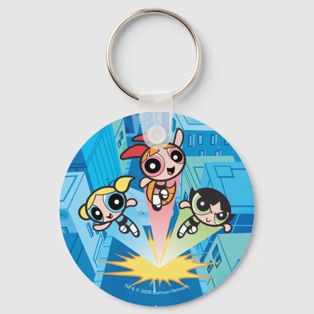 Porte-clés Les Filles Powerpuff Se Lancent Dans L'Air (Recto)