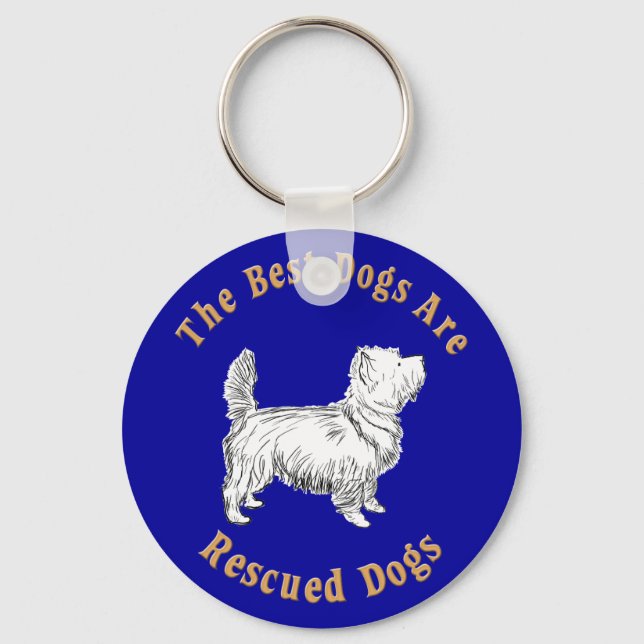 Porte-clés Les Meilleurs Chiens Sont Secourus (Cairn Terrier) (Recto)