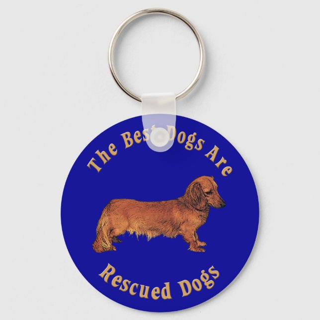 Porte-clés Les Meilleurs Chiens Sont Secourus (Dachshund) (Recto)