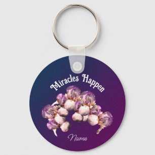 Porte-clés Les miracles se produisent Iris Fleurs Inspiration
