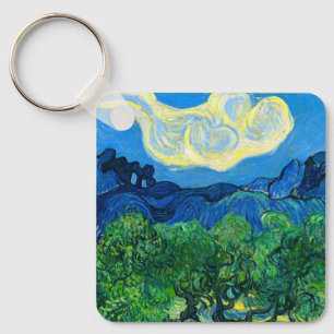 Porte-clés Les oliviers de Van Gogh dans un paysage montagneu