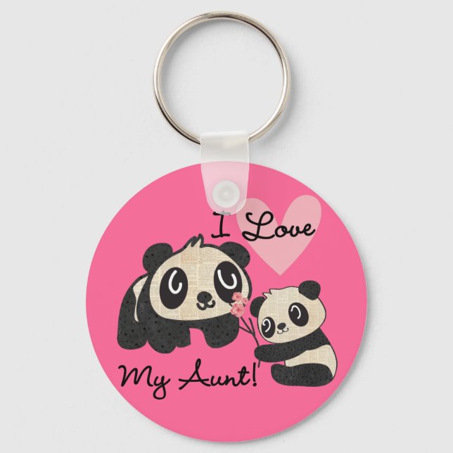 Porte-clés Les pandas I aiment ma tante (Recto)
