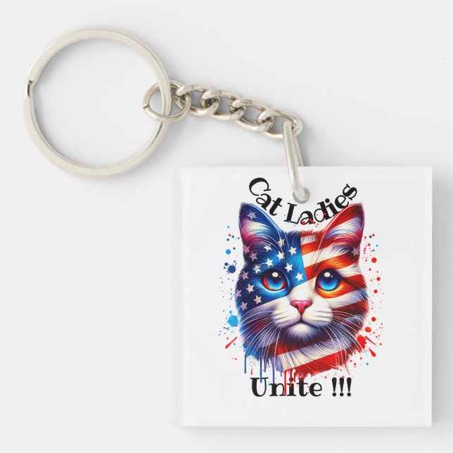Porte-clés Les Patriotiques Kamala Chat Ladies Unite Walz (Devant)