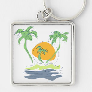 Porte-clés Les paysages de plage tropicaux de l'île. Palmier