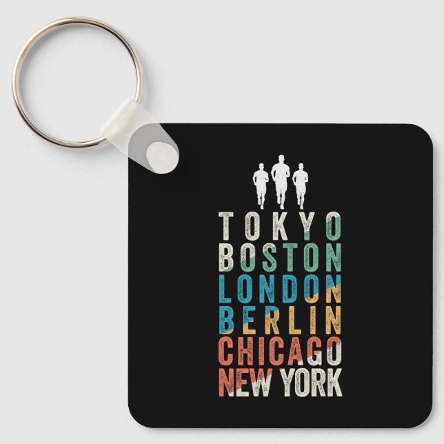 Porte-clés Les principales villes du marathon mondial (Recto)