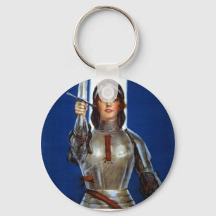 Porte-clés Les rétros femmes vintages Jeanne d'Arc ont sauv