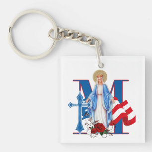 PORTE-CLÉS LES ROSES RELIGIEUX AMÉRICAINS DU DRAPEAU VIRGIN M