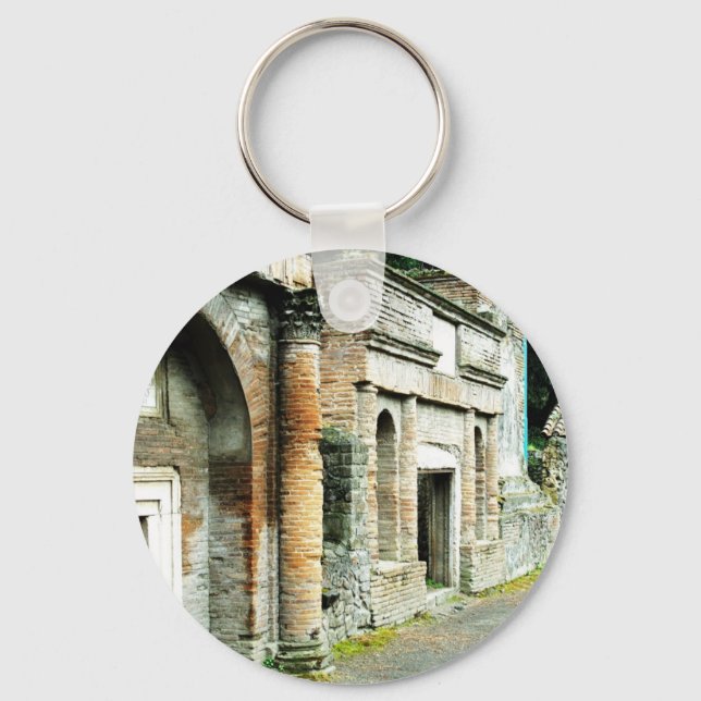 Porte-clés Les ruines de Pompéi - marché aux temples (Recto)