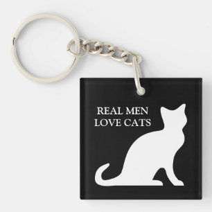 Porte-clés les vrais hommes aiment les chats