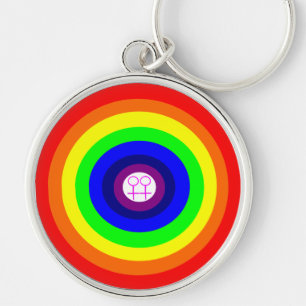 Porte-clés Lesbiennes Porte - clé arc-en-ciel rond