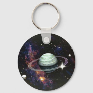 Porte-clés L'espace, anneaux de Saturn et lunes